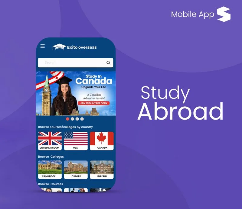 Study Abroad mobile app Study Abroad mobile app screens