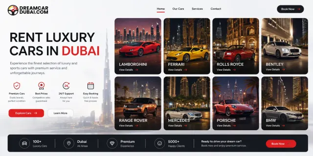 Dream Car Dubai website homepage screenshot