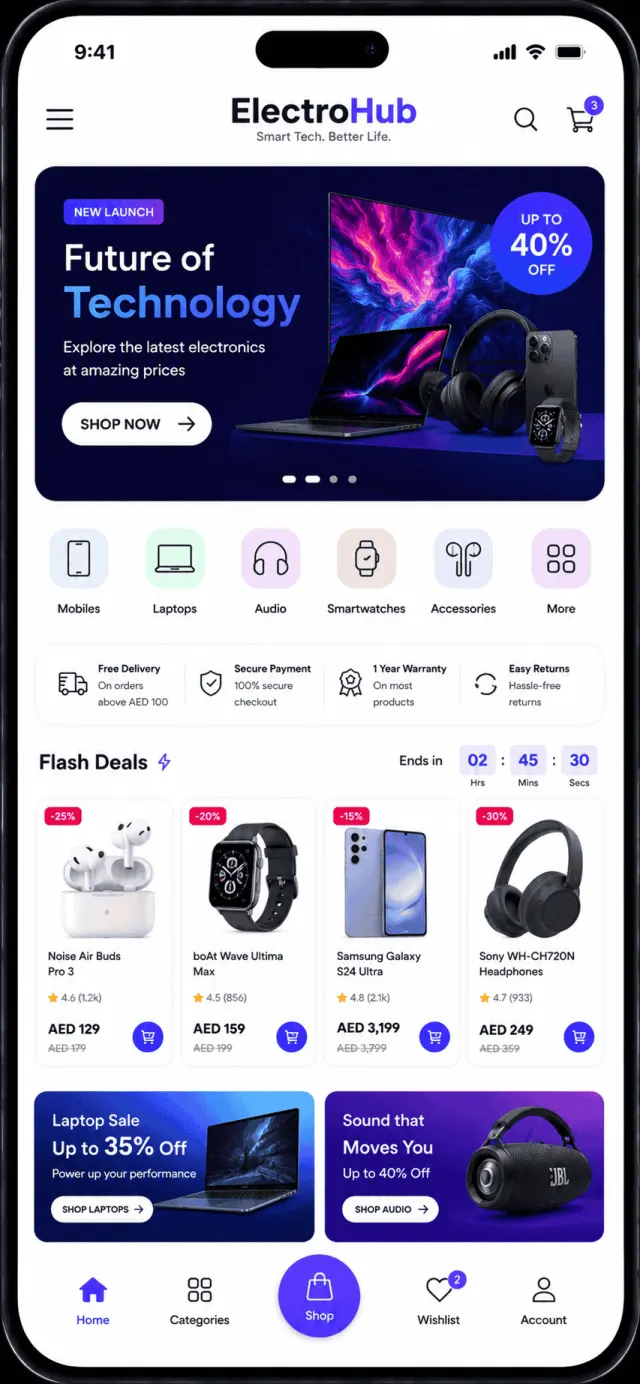 Mobile Shop mobile app design by Smartflix