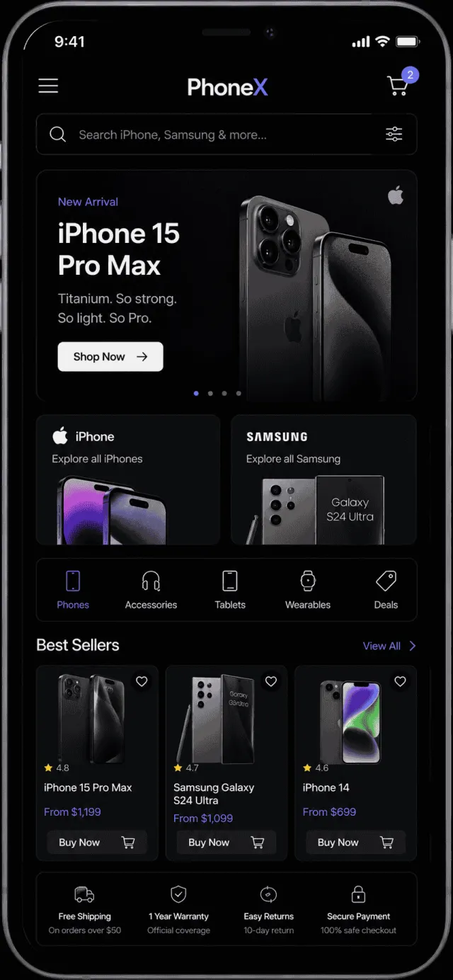 Cake Shop mobile app design by Smartflix
